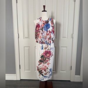 White Dress with Multicolor Floral Design